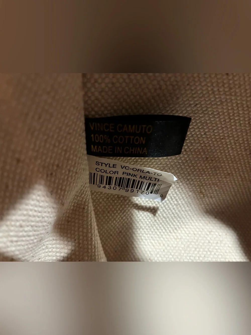 Vince Camuto Orla Cotton Canvas Stripe Large Tassel Tote Bag Pink Multi - Picture 10 of 16